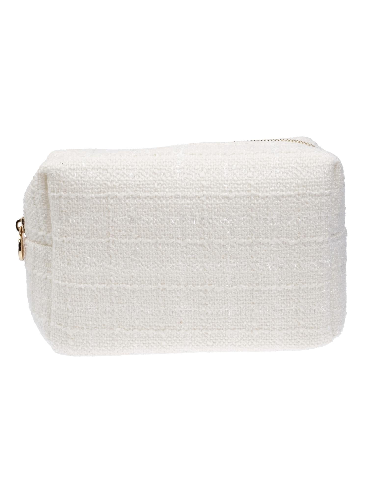 Tweed Make-Up Pouch Small, White