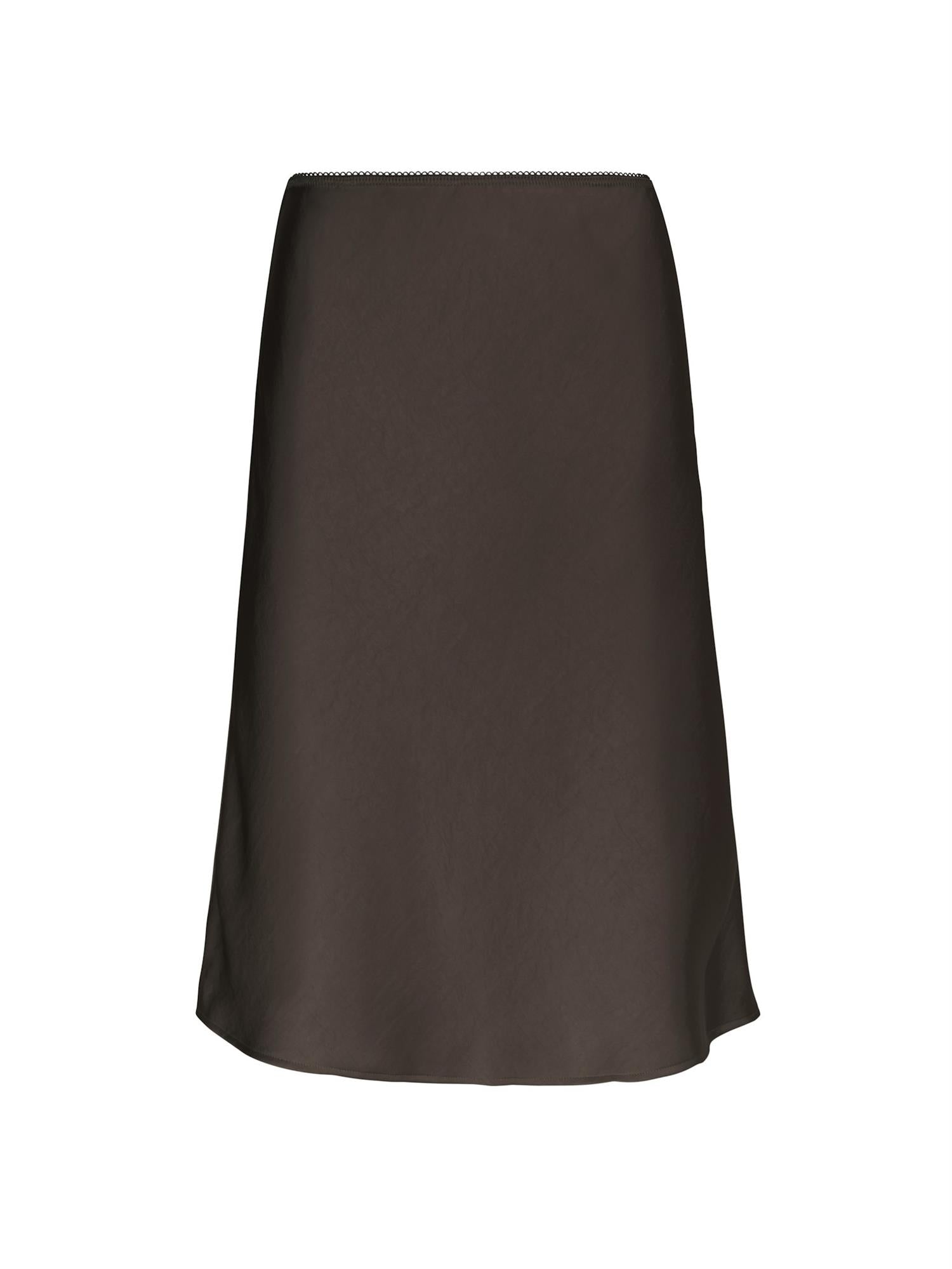 Mindie Heavy sateen Skirt, Dark Brown
