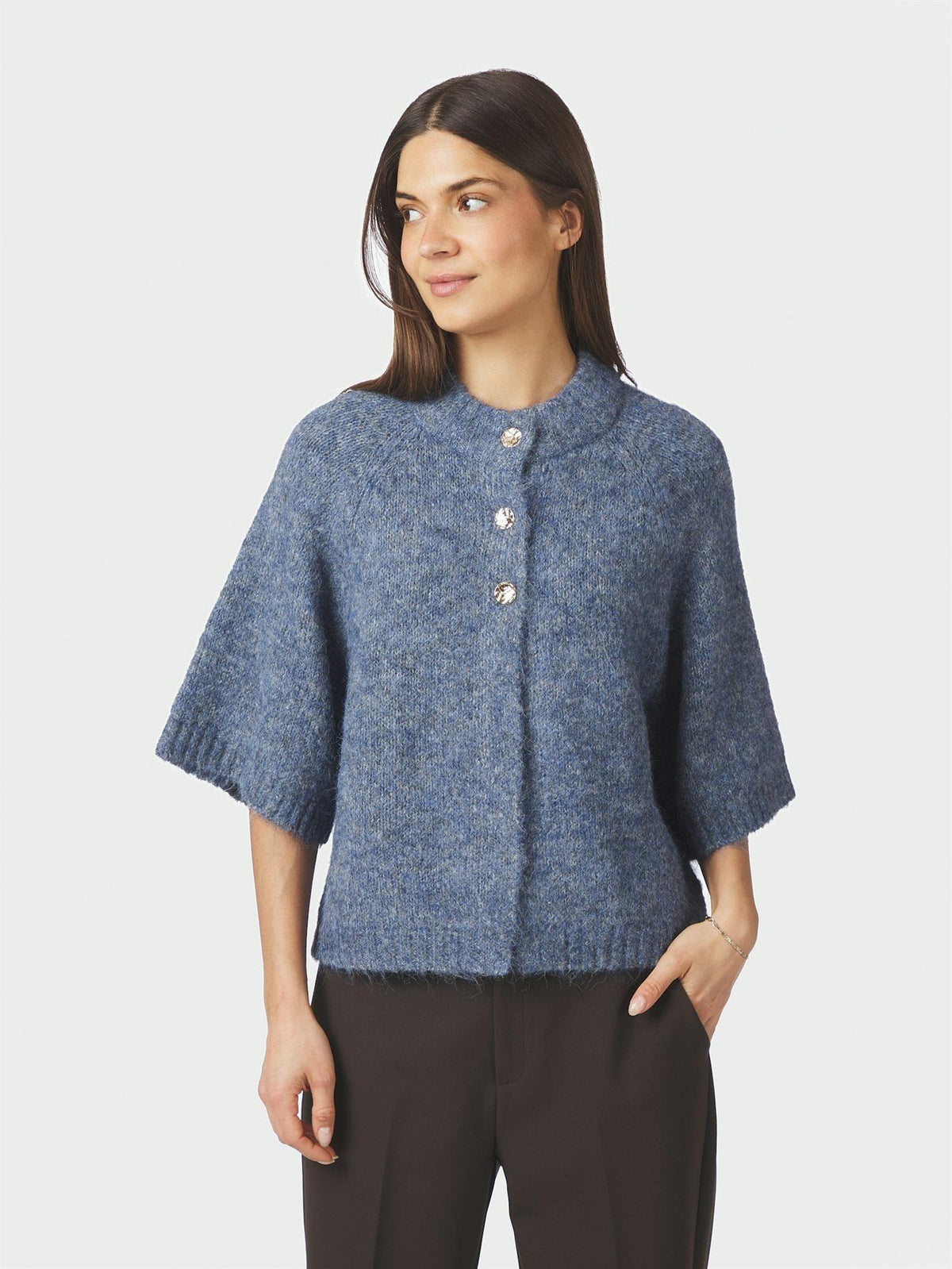 Benuta Fluffy Knit Cardigan, Blue