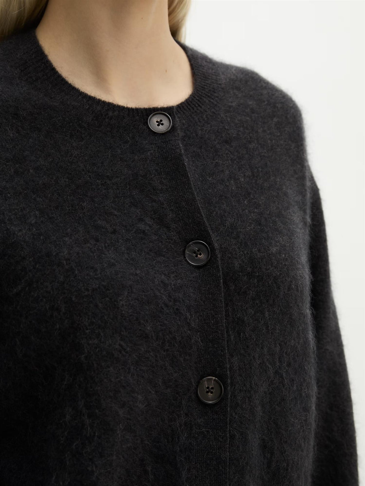 Cardigan, Round-neck, Burnt Coffee