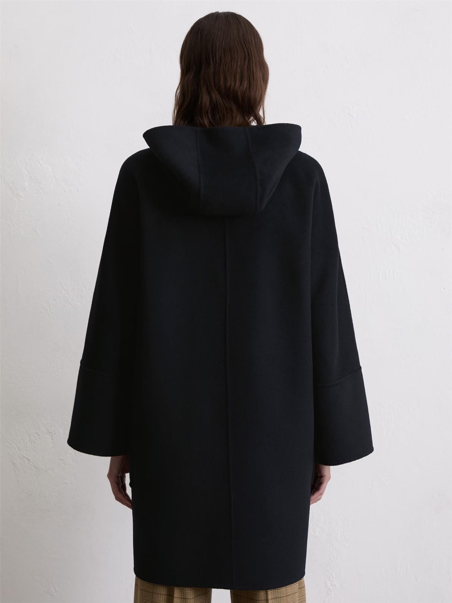 Hooded wool coat, Deep Night Blue