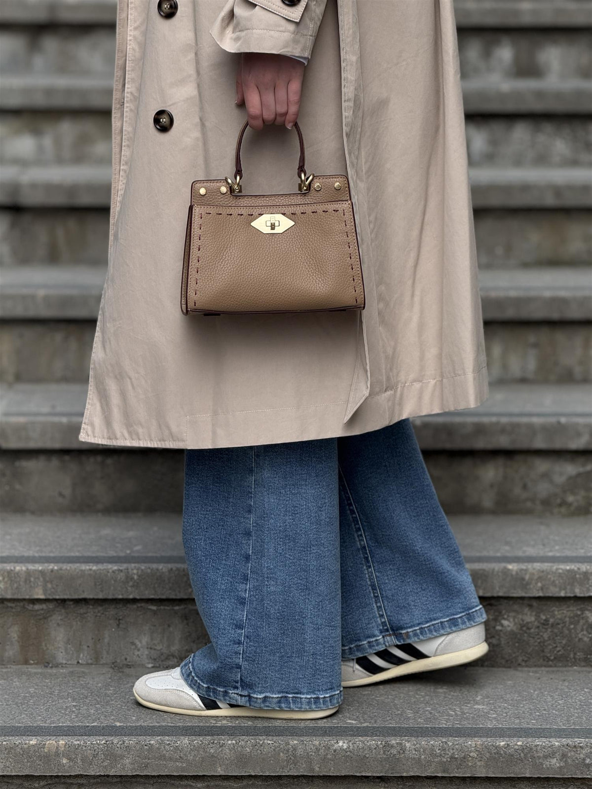 Trianon micro satchel bag, Beige/Bordeaux