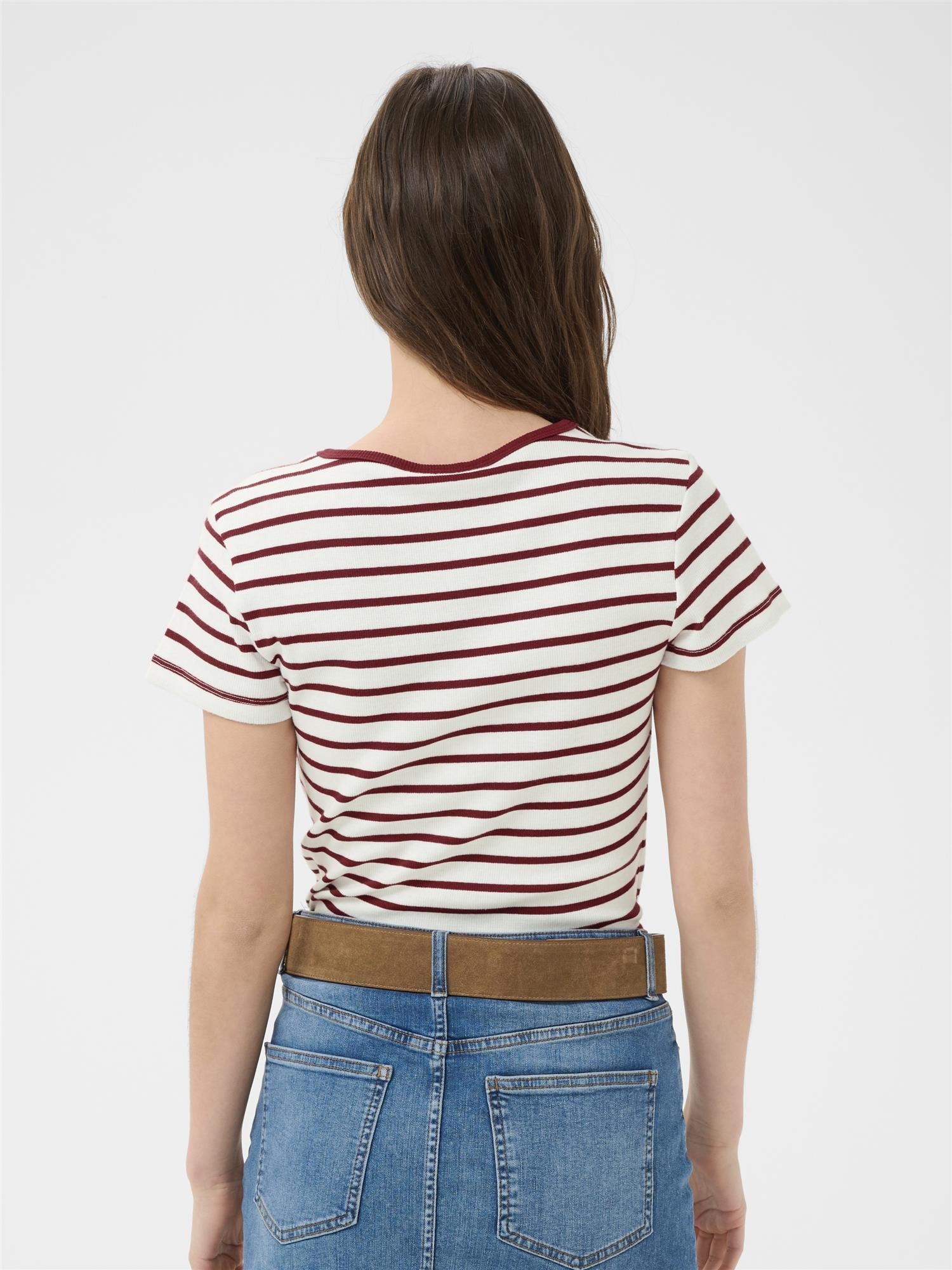 Rochelle PW T-Shirt, Burgunder stripe