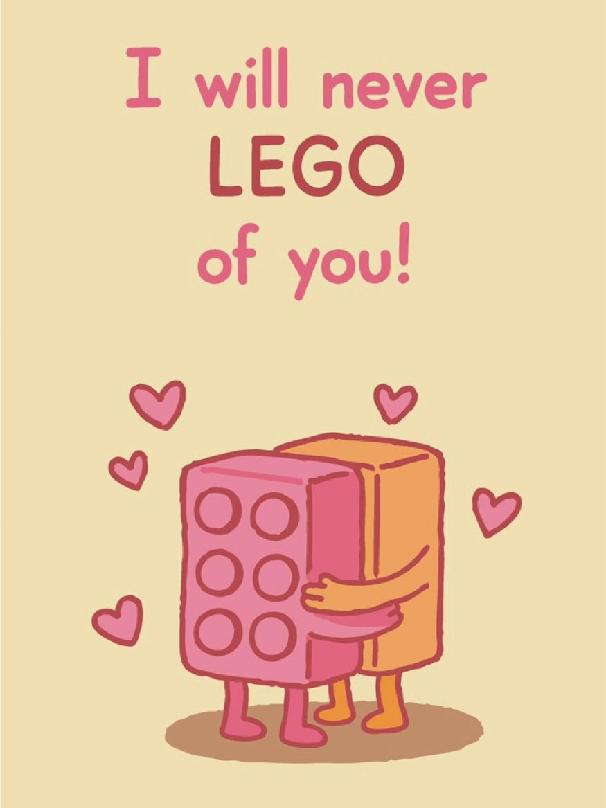 I will never lego of you postcard