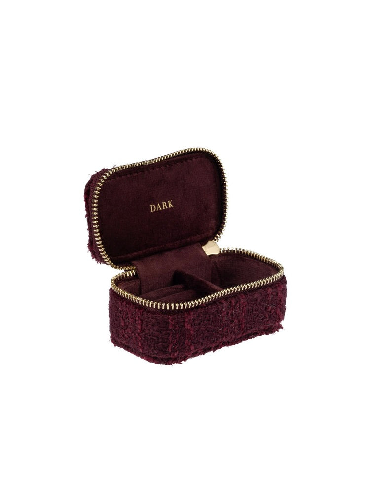 Tweed Jewellery Box Micro, Burgunder
