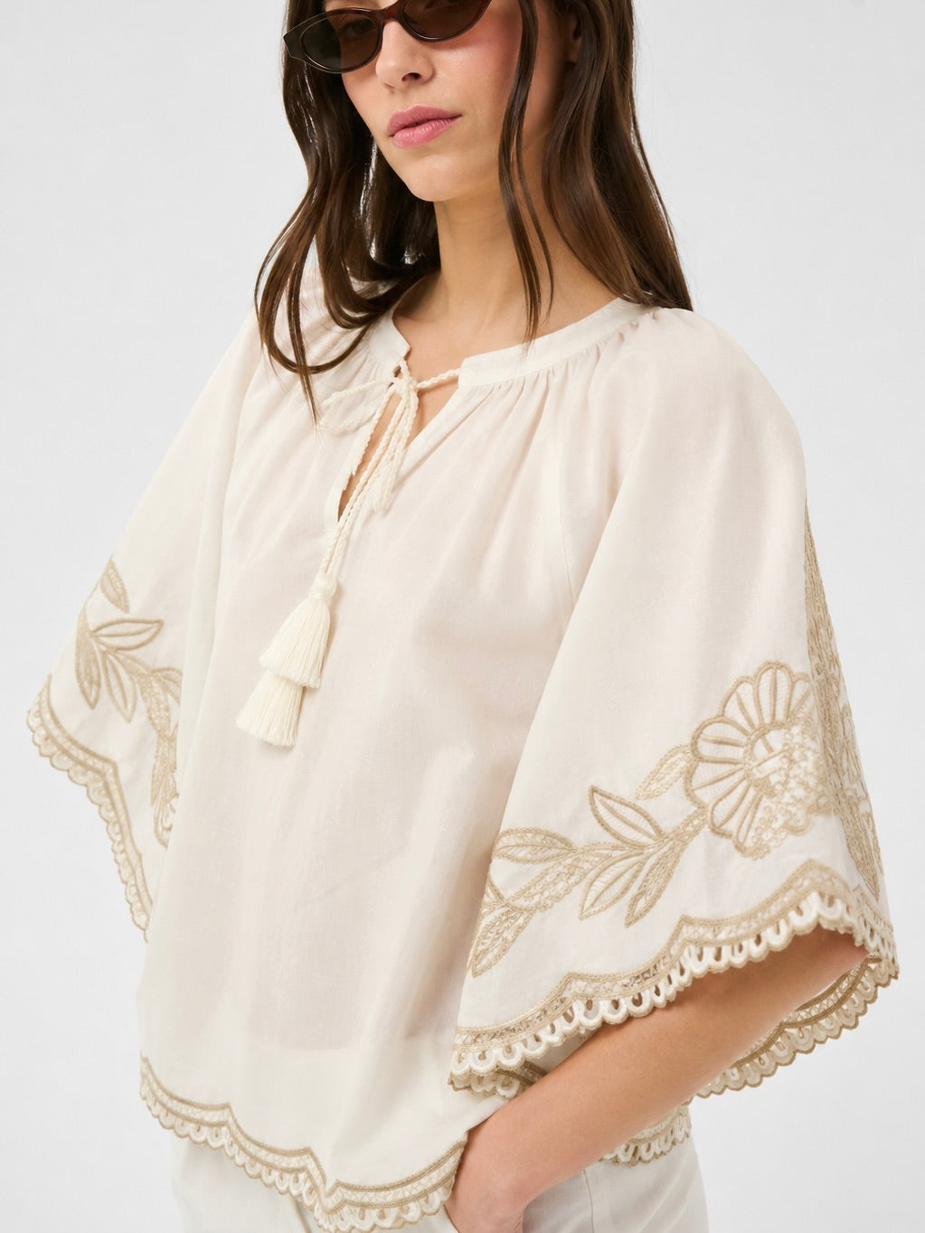 Biancha PW Blouse, White/Beige