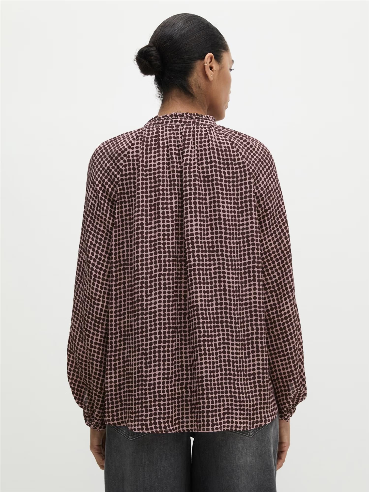 Woven Blouse Longsleeve, Dark Red