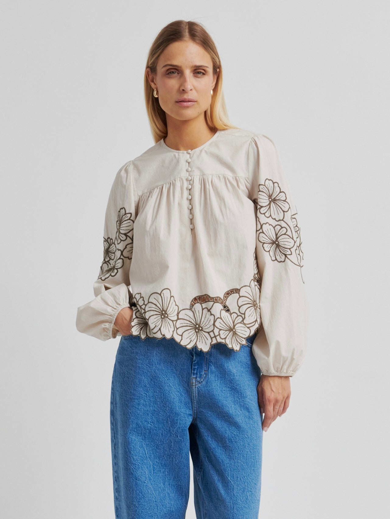 Elinor Blouse, Beige Brown