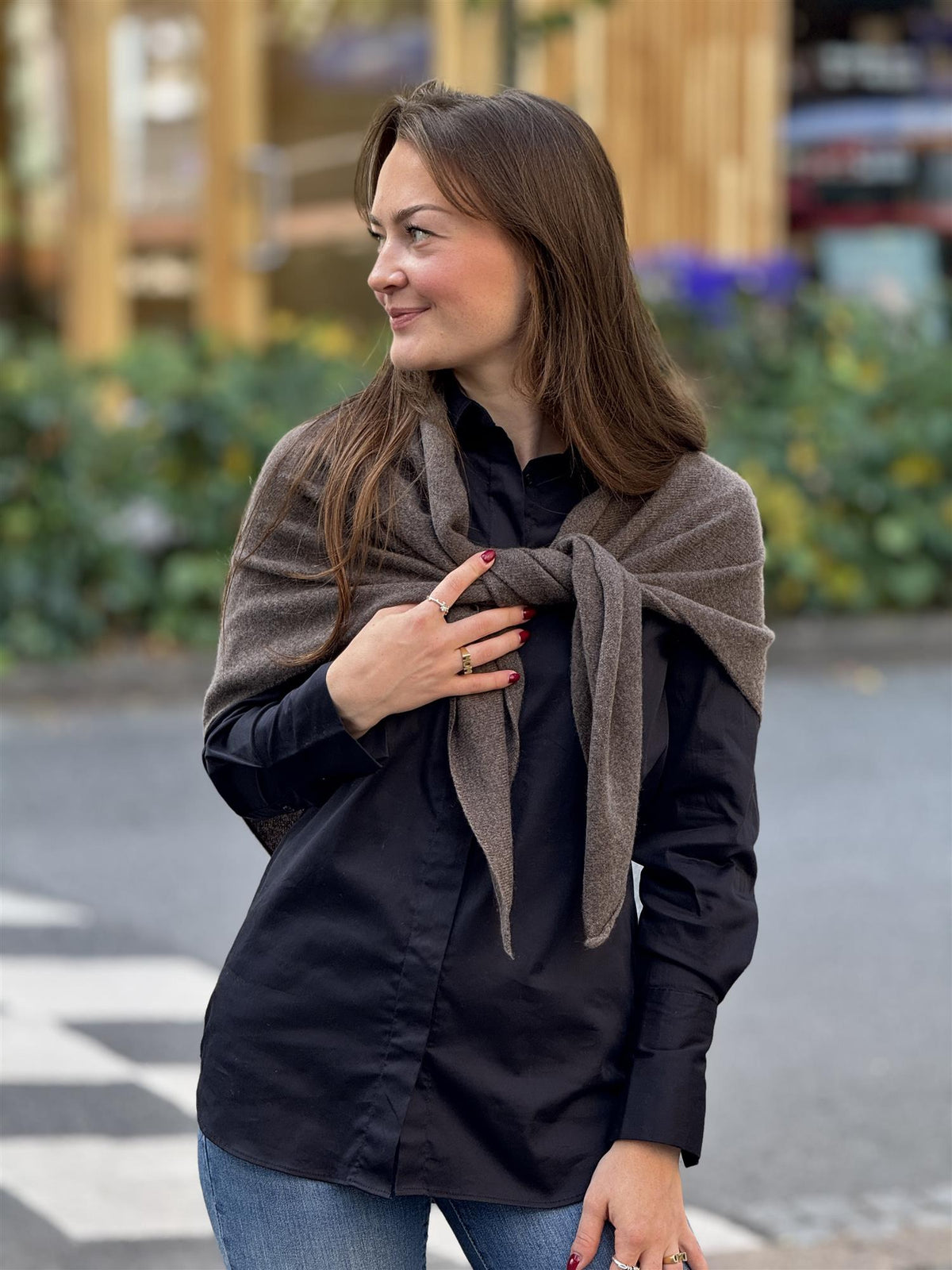 Bailey Kashmir Scarf, Brown melange