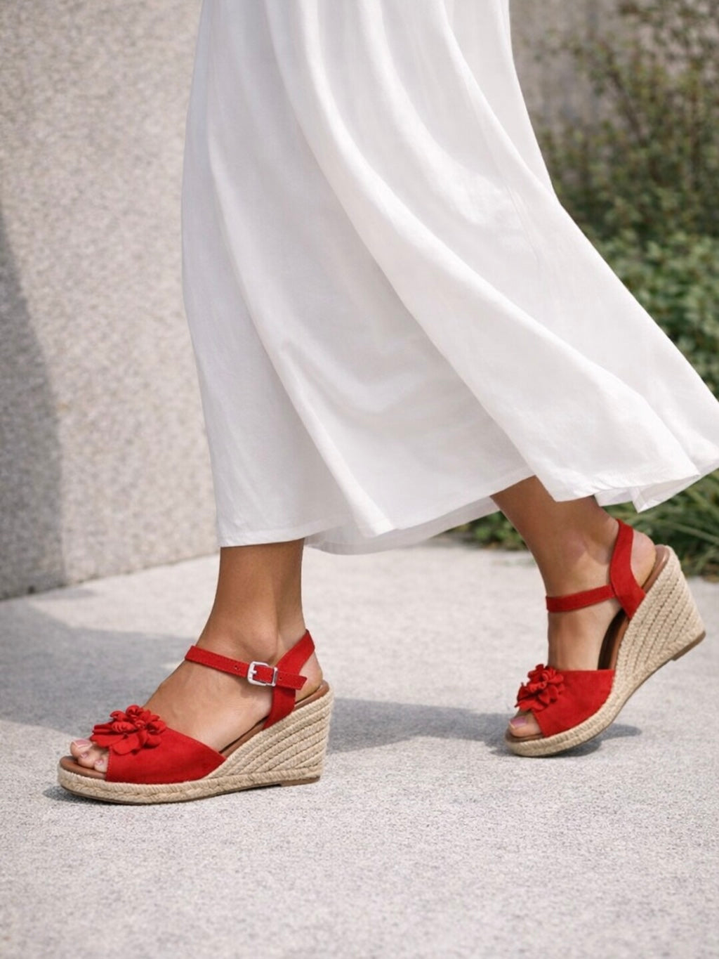 Espadrilles, Red Fuoco suede
