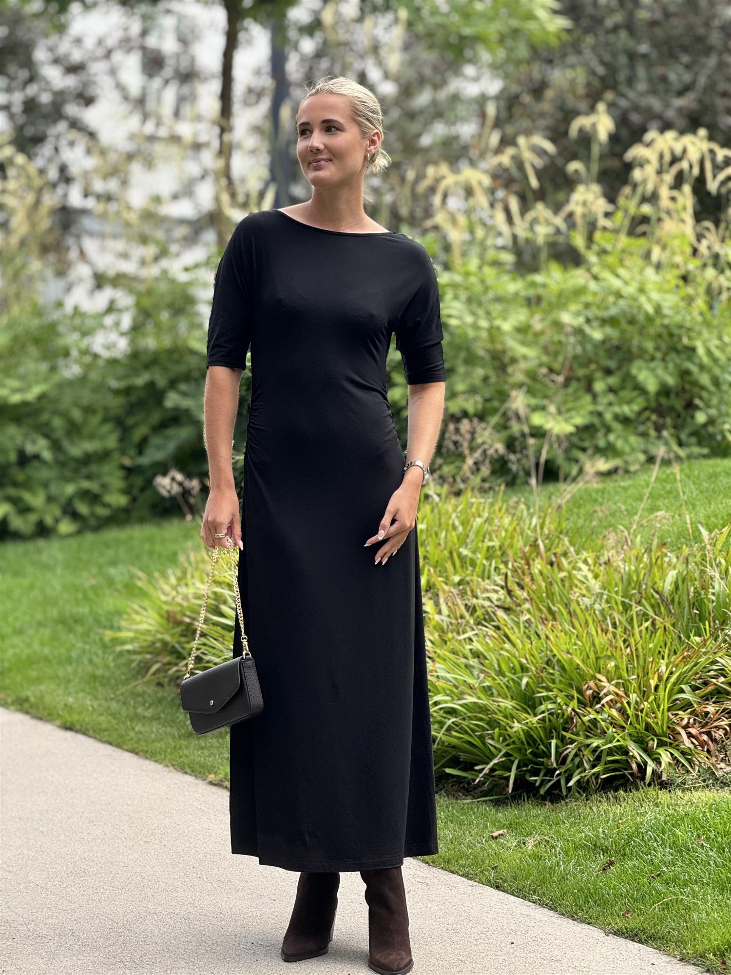 Jersey Fitted Dress, Black