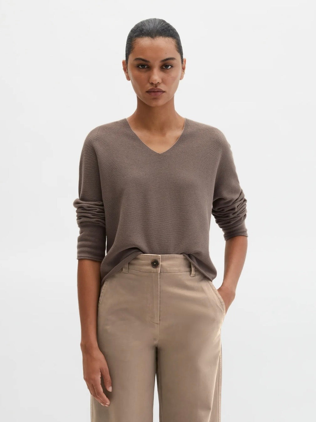 Pullover, longsleeve, v-neck
