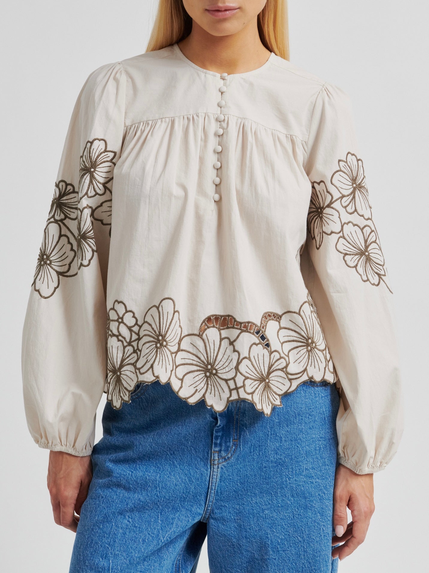 Elinor Blouse, Beige Brown