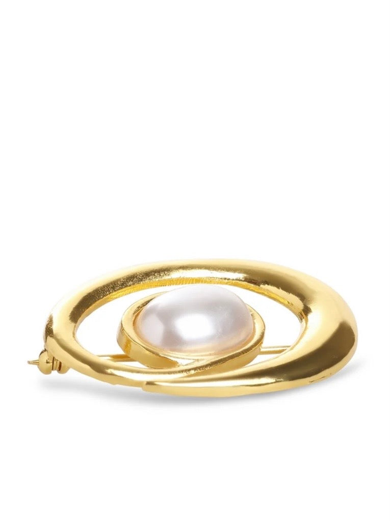 Morgana - Pearl Brooch Gold - Gold