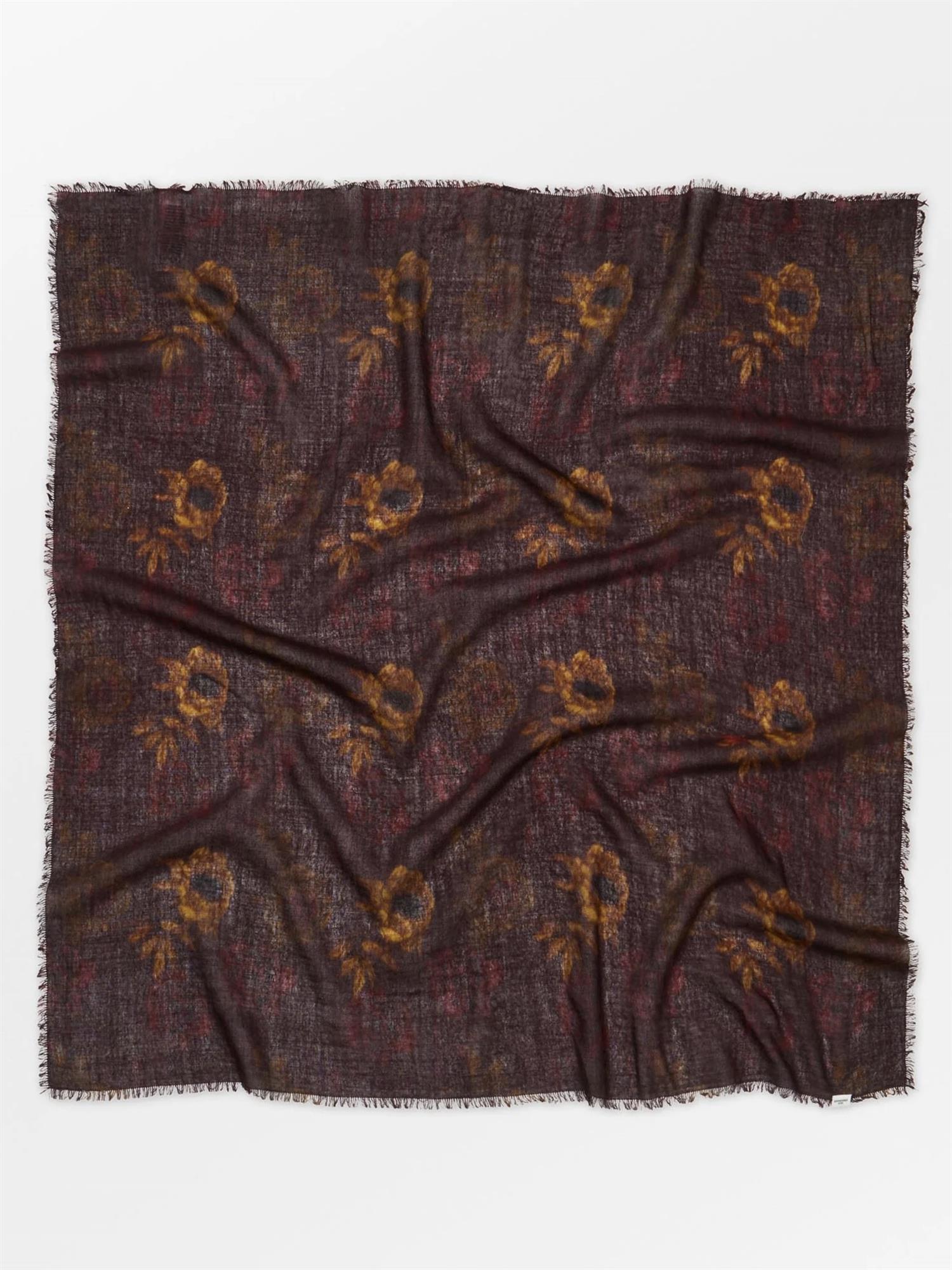 Magna Flower Siw Scarf, Brown