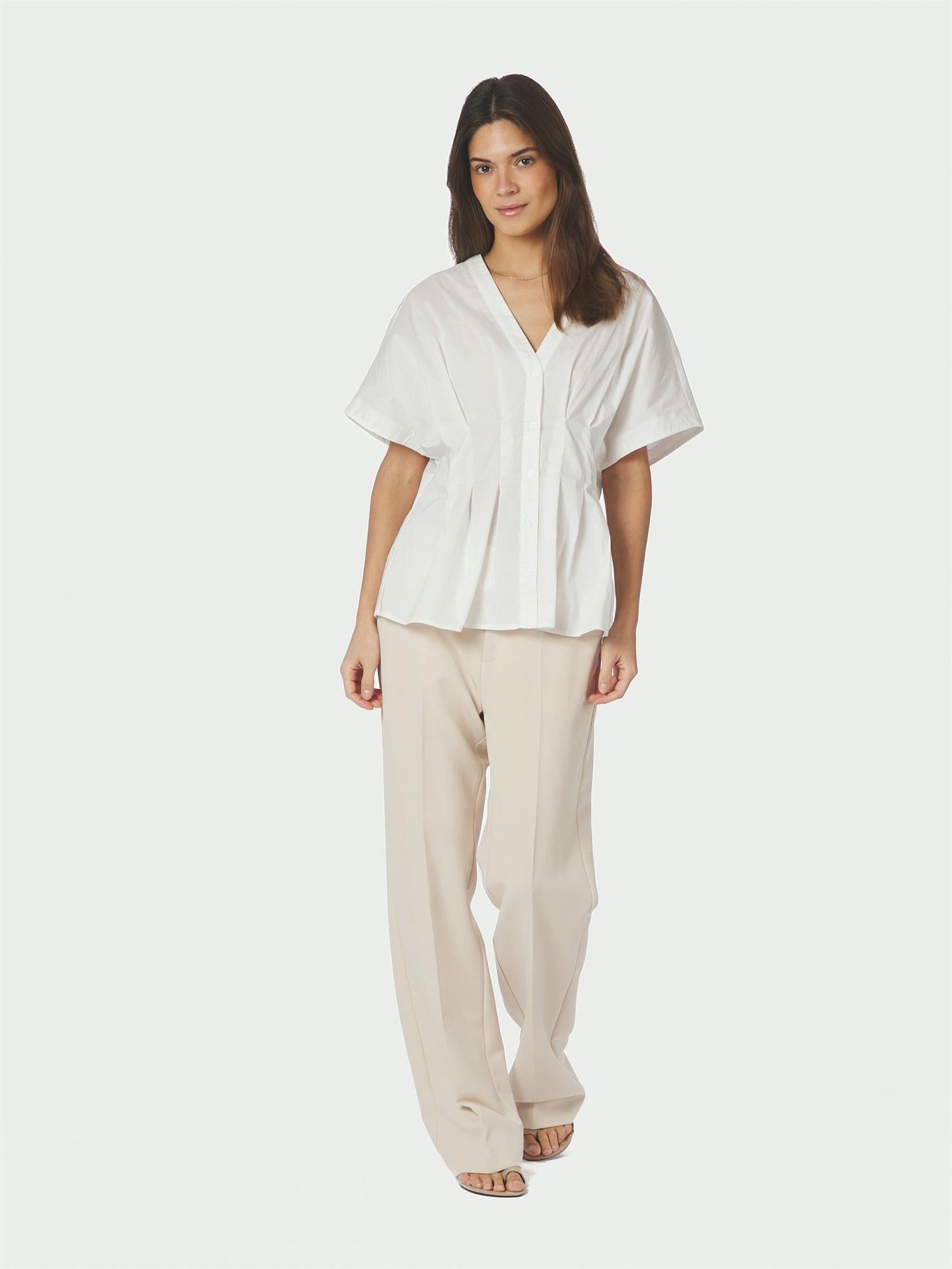 Adamma Poplin Blouse, White