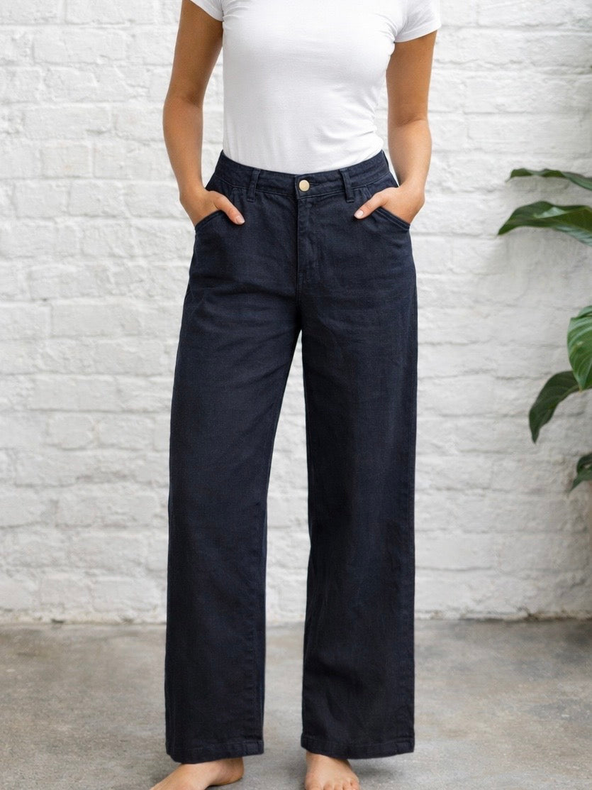 Culotte linen, Navy