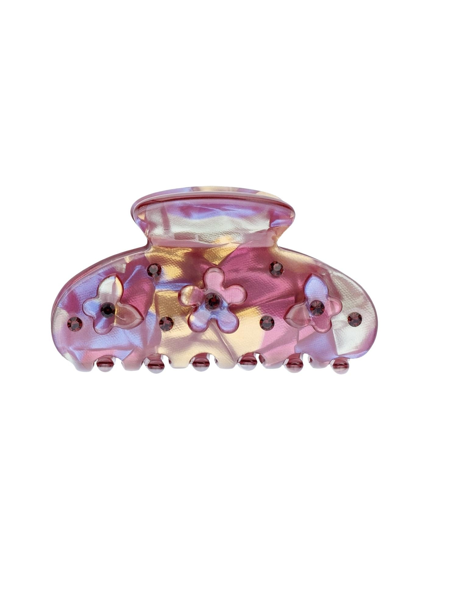 Flower & Butterfly Hair Claw Small, Burgunder
