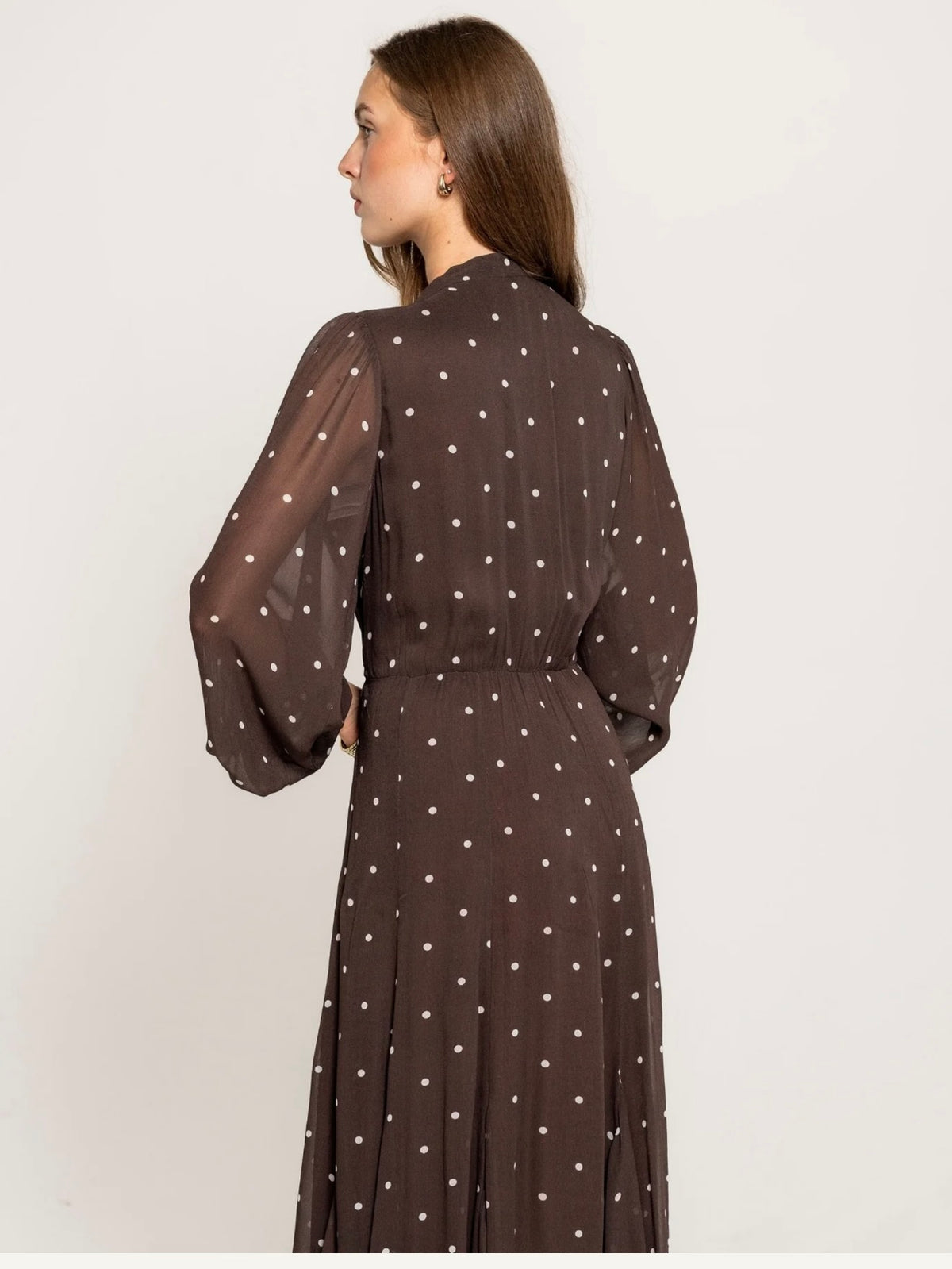 Daniella Dress French Dot, Brown