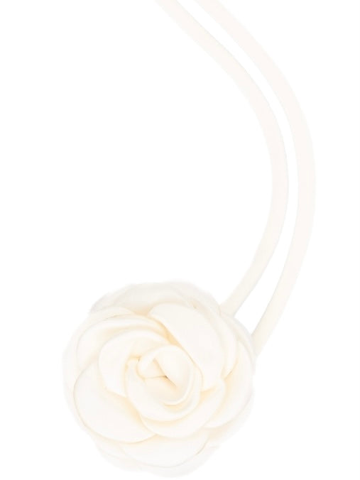 Satin Rose Brooch Small, Off-White