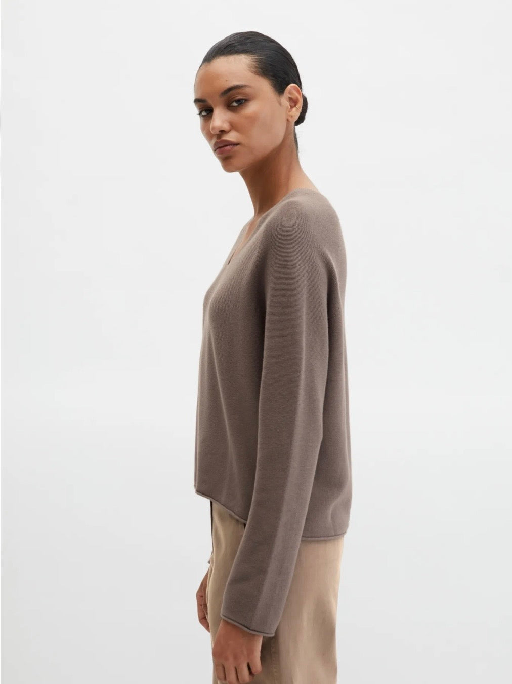 Pullover, longsleeve, v-neck