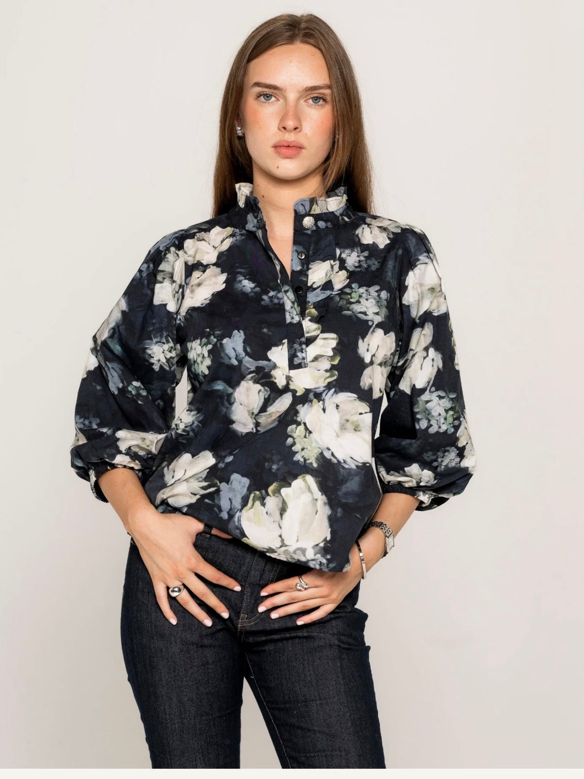 Ella Blouse, Blue Garden