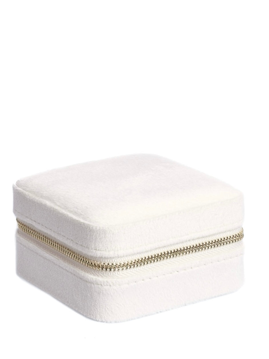 VELVET JEWELLERY BOX, MINI Off-White