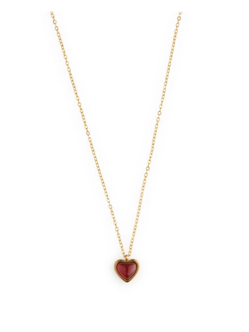 Sonja - Jelly Heart Dangling Necklace Gold Stainle - Gold