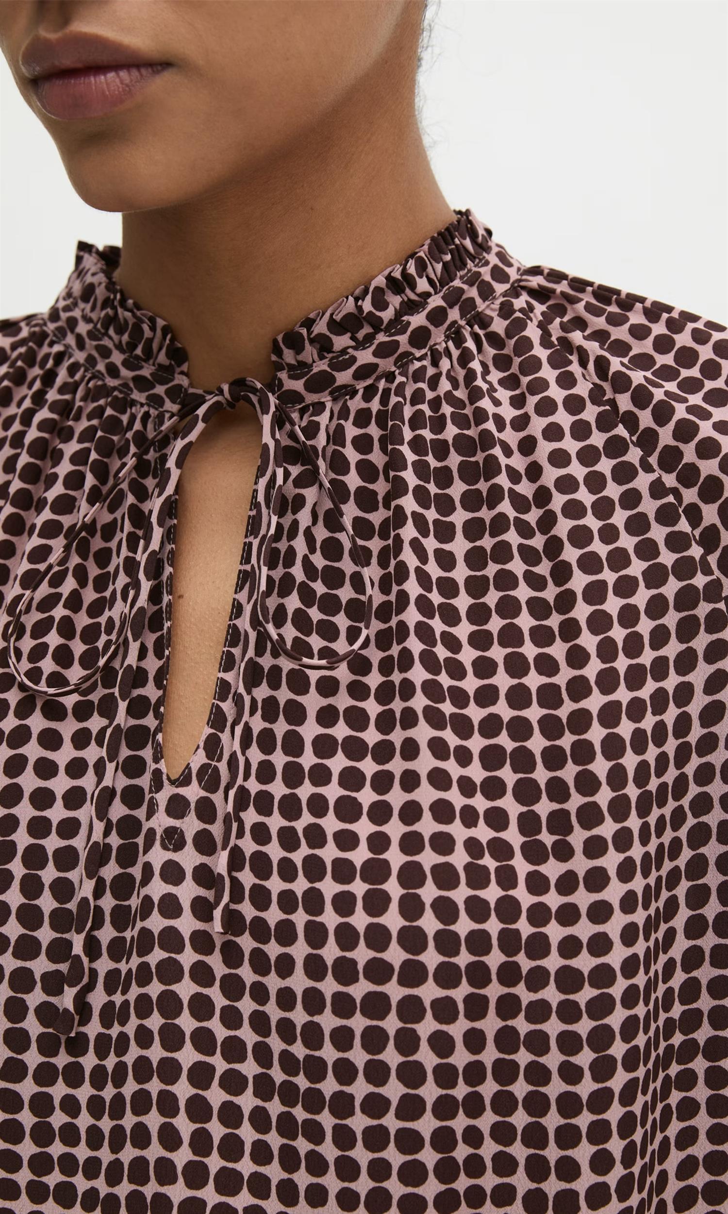 Woven Blouse Longsleeve, Dark Red