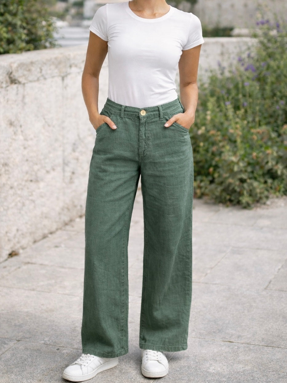 Culotte Linen, Dark Ivy
