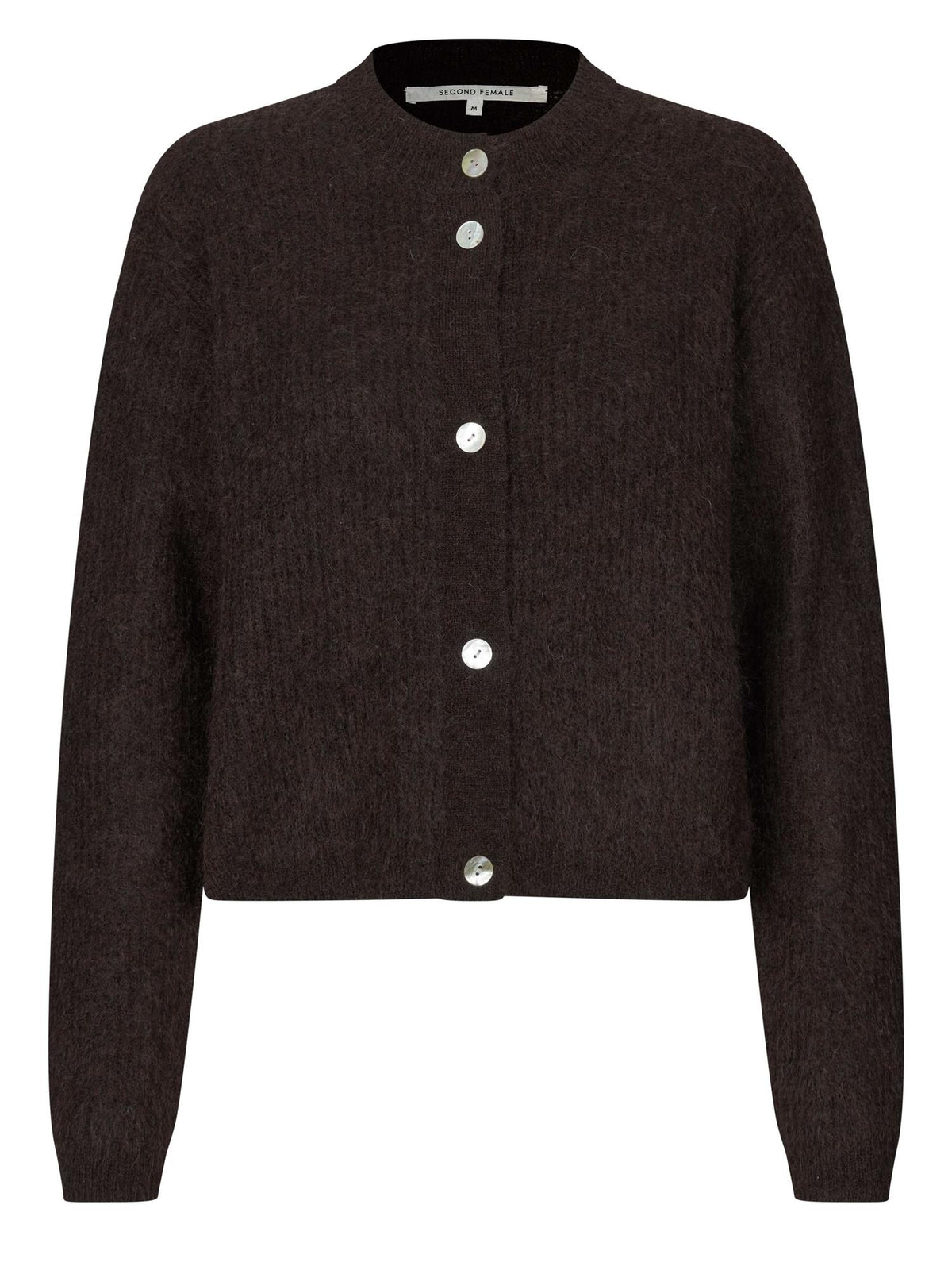 Andrea Knit Rib LS Cardigan, Brown