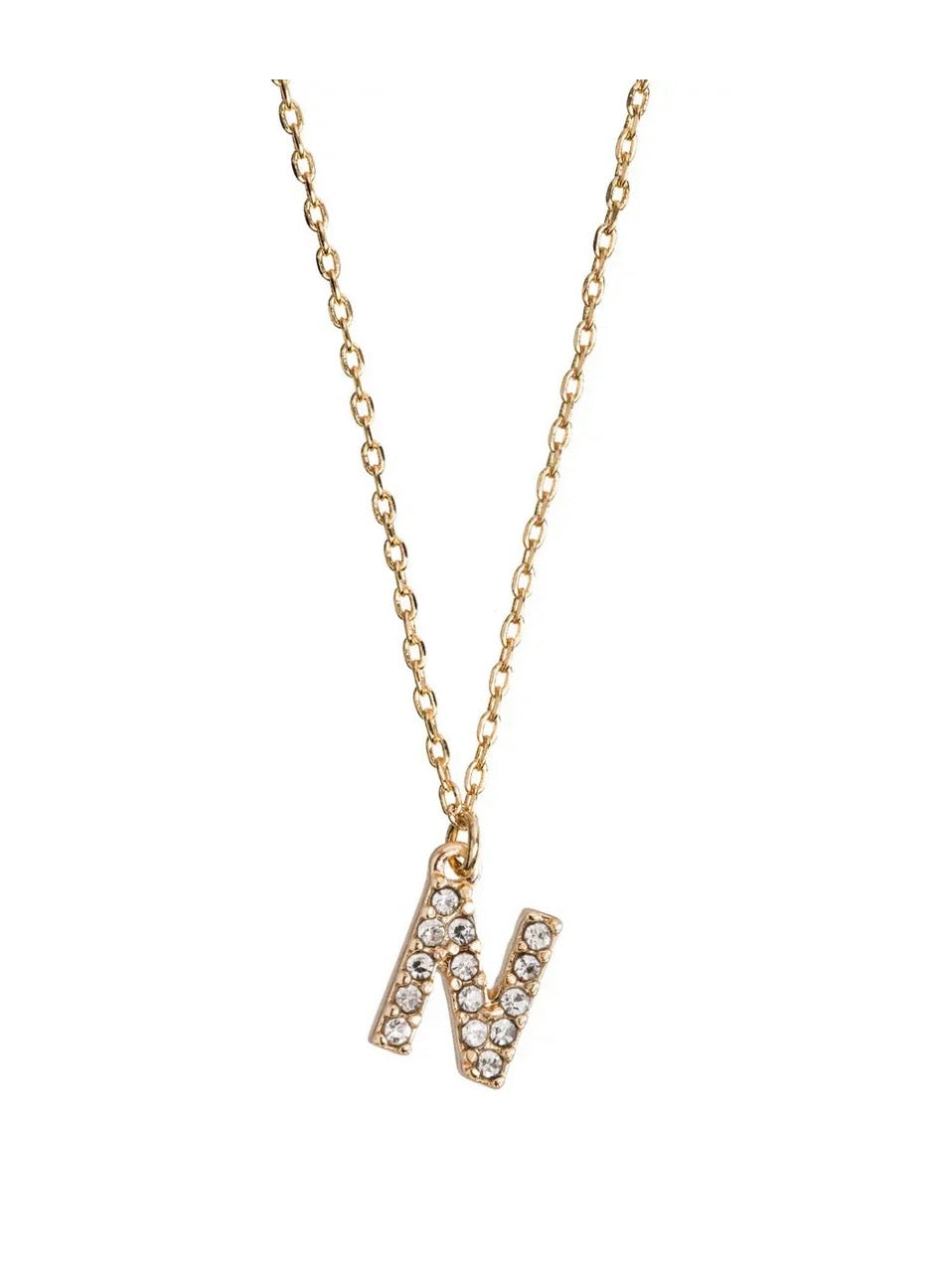 Juno - Crystal Letter Necklace Stainless Steel - N