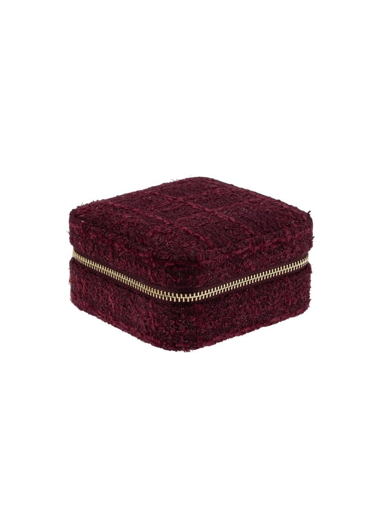 Tweed Jewellery Box Mini, Burgunder