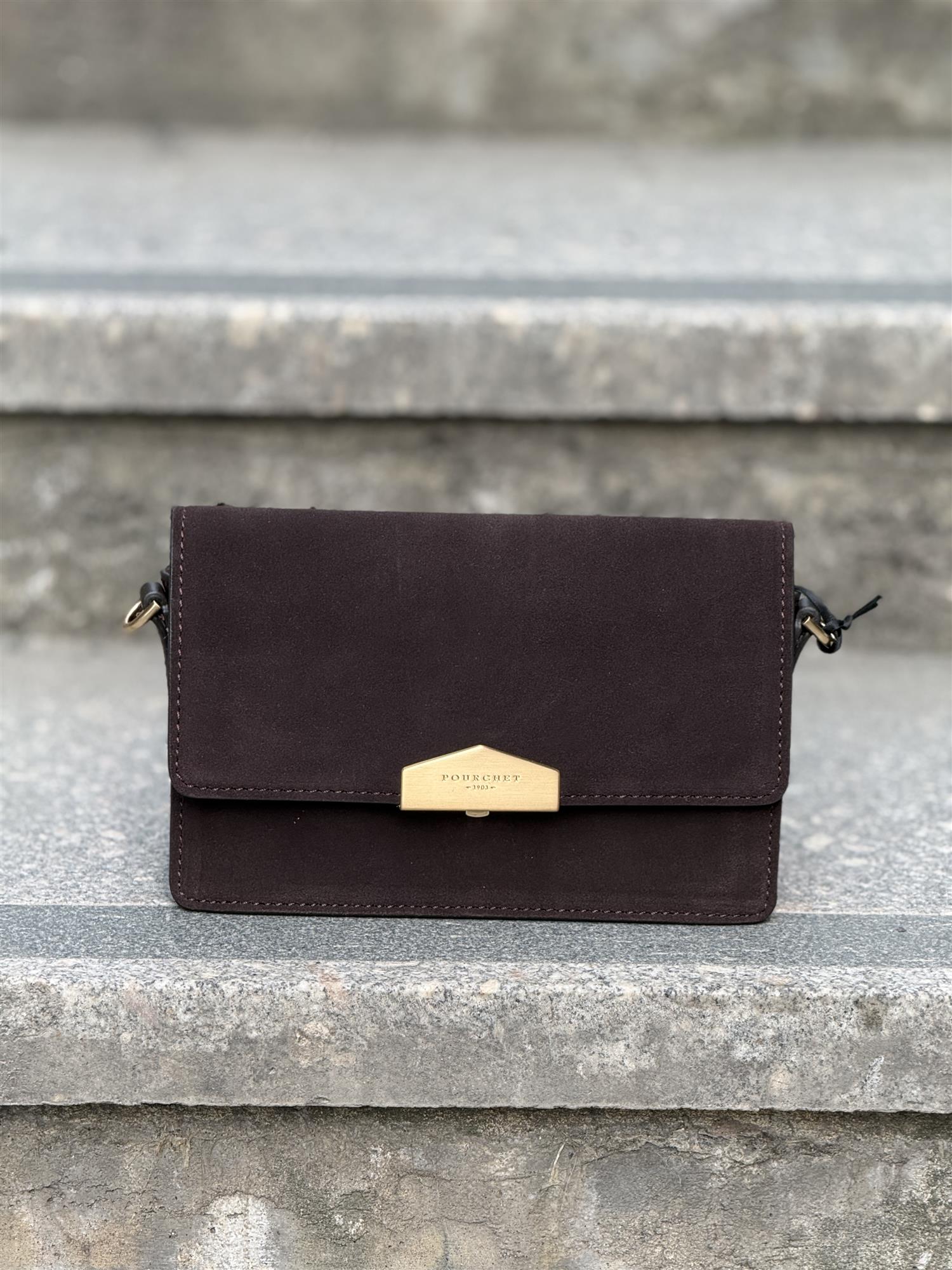 Anjou Clutch Suede, Marron