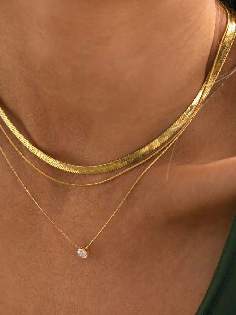 Ivy - Double Snake Chain Necklace Stainless Steel - Gold