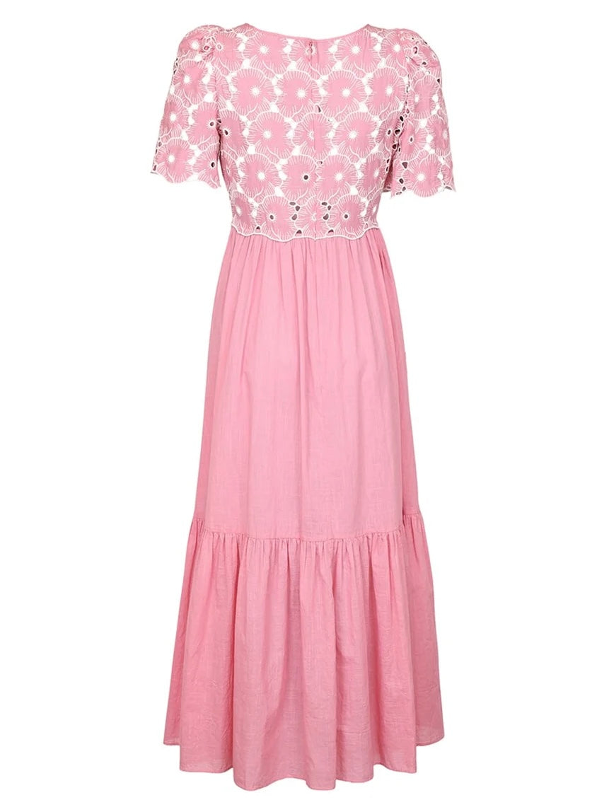Broderie Anglaise Maxi Dress, Pink