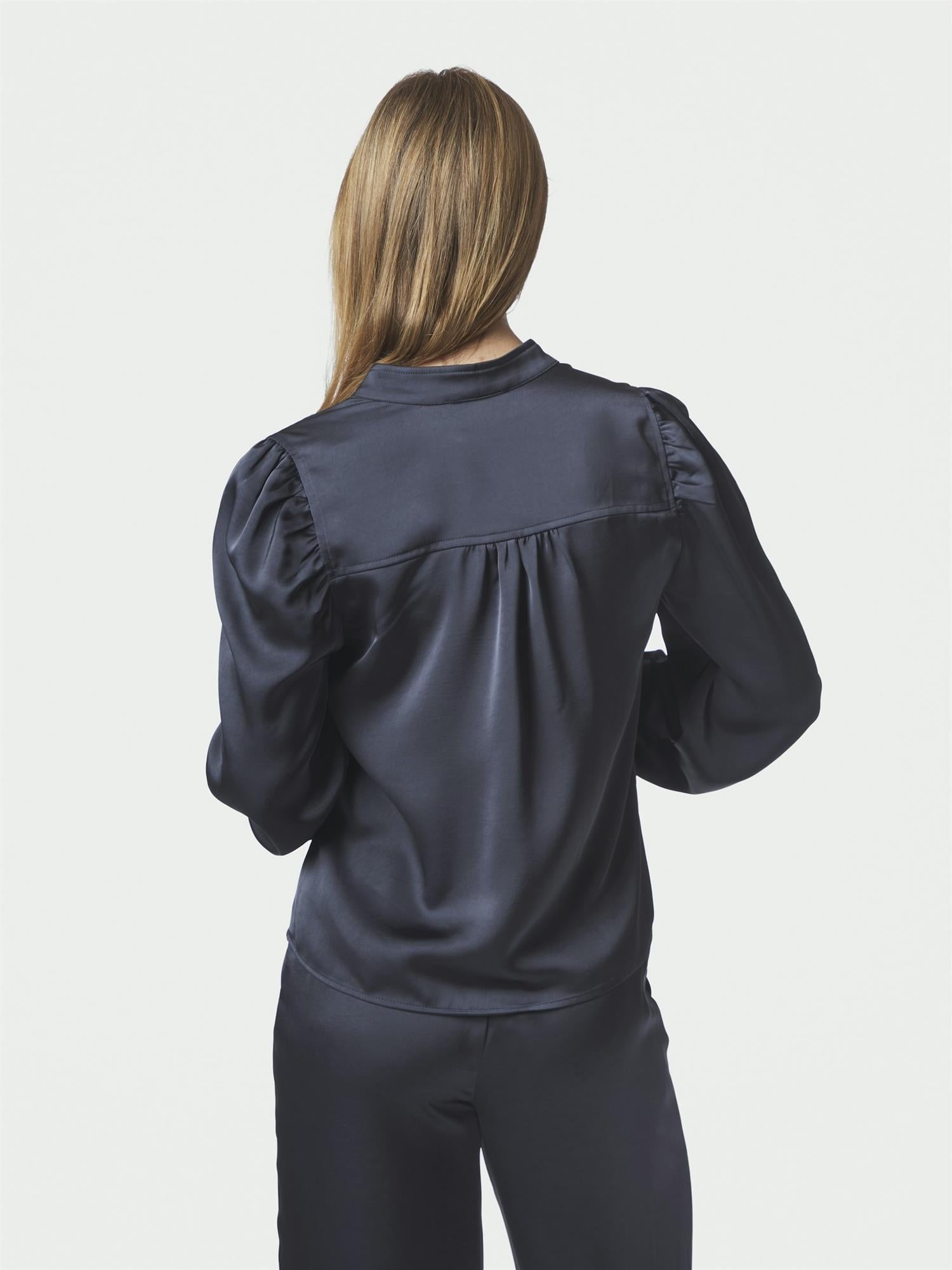 Rosslyn Heavy Sateen Blouse, Blue