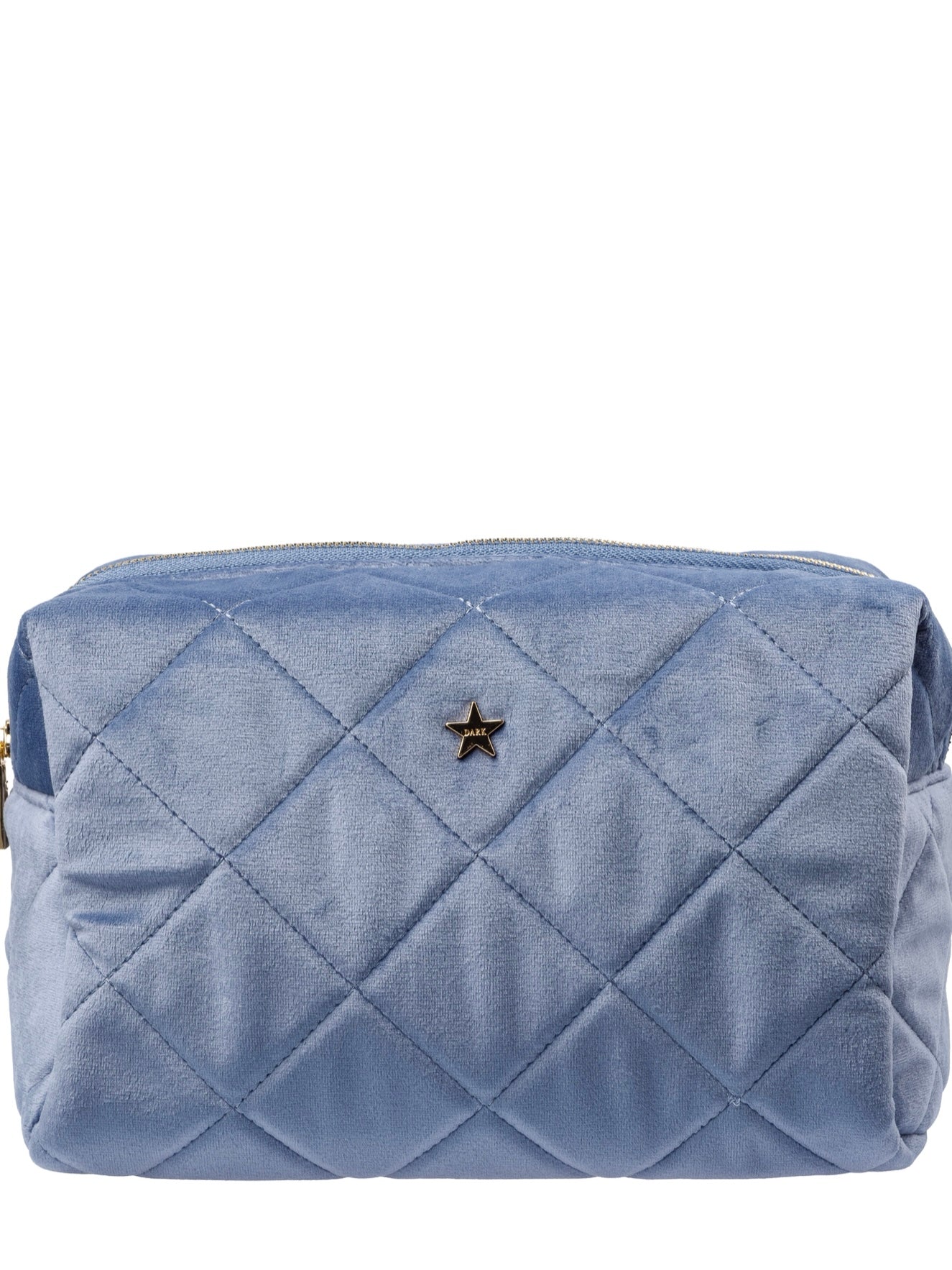 Velvet Square Quilted Make-Up Pouch Large, Blue