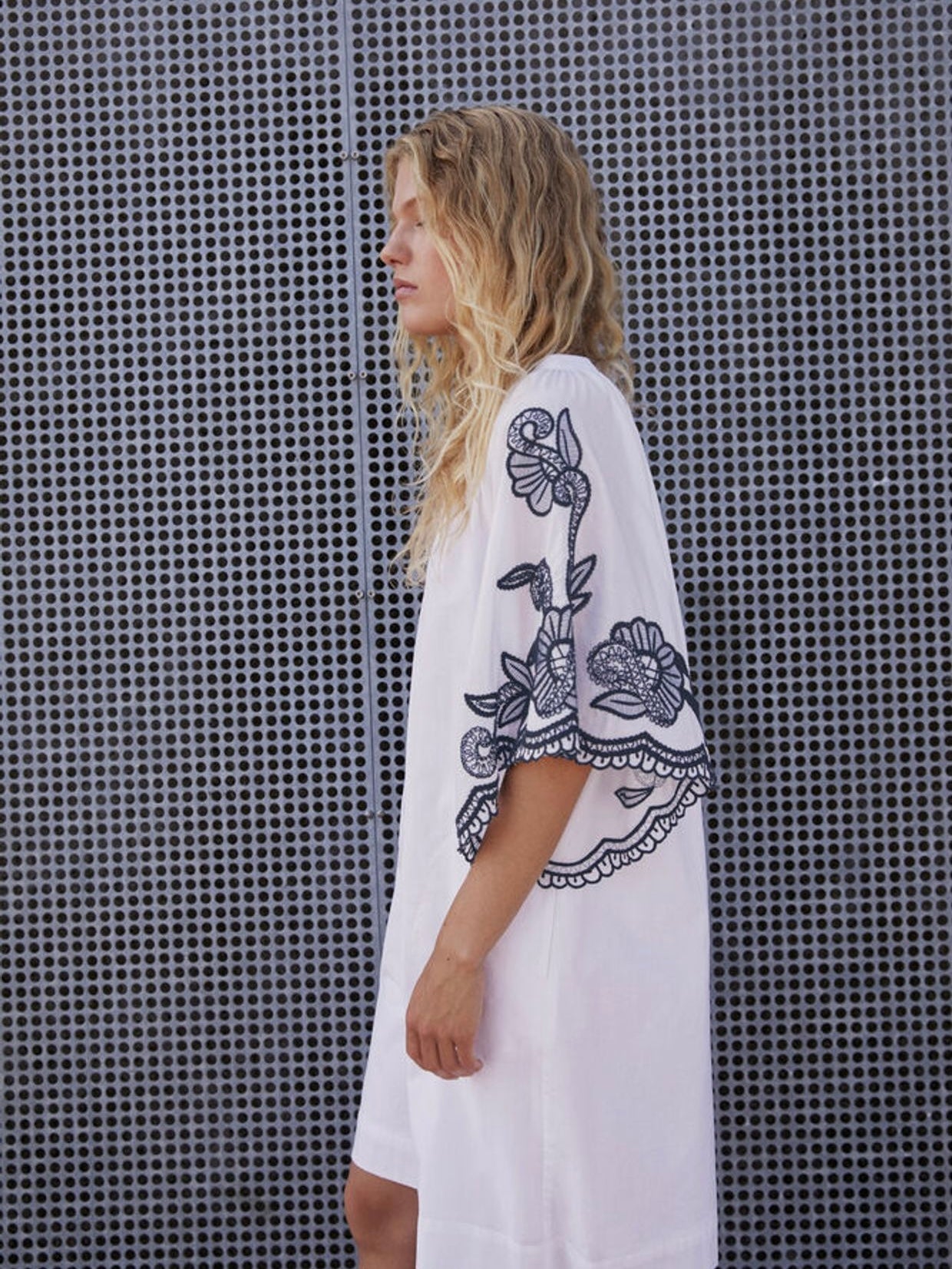 Breanna PW Dress, White/Blue