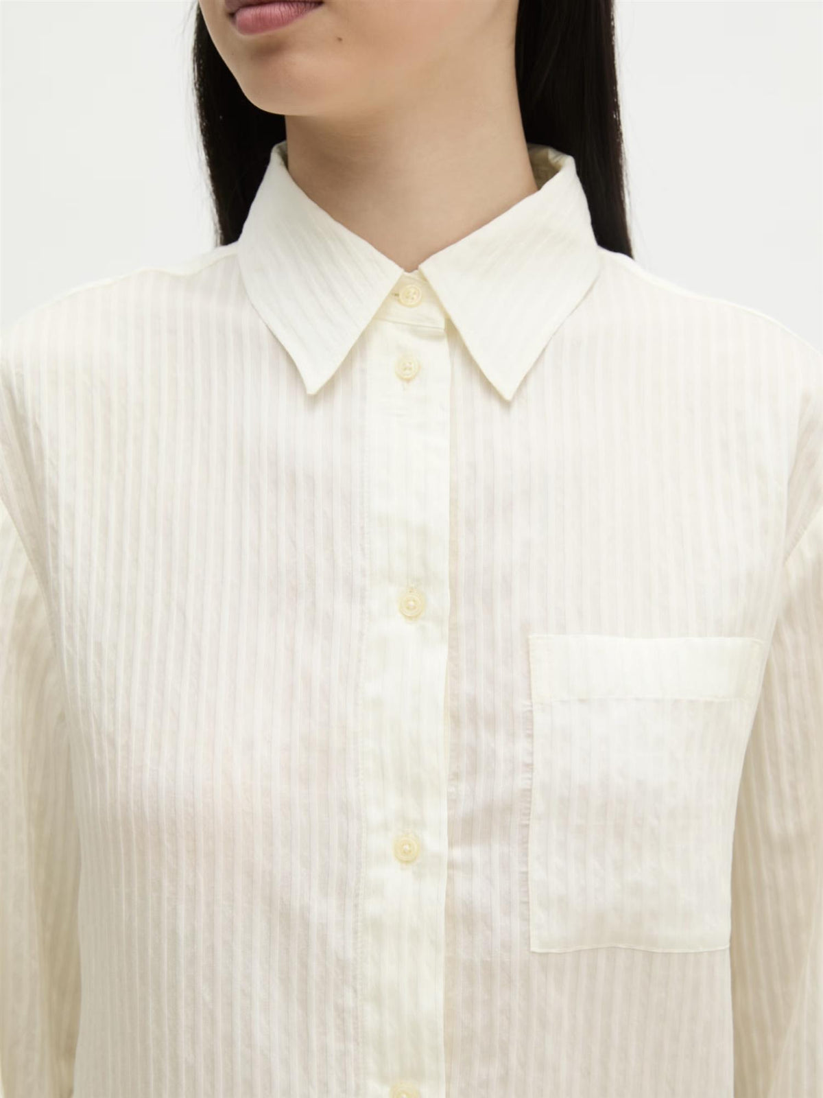 Woven Blouse, Stripes, White