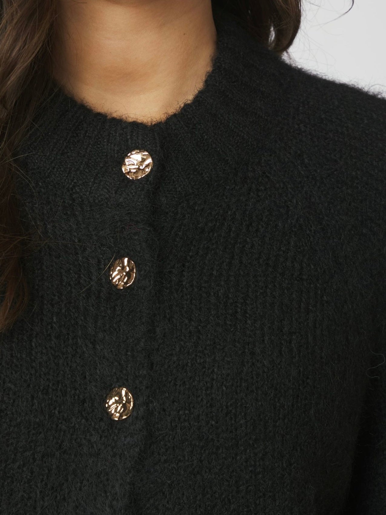 Benuta Fluffy Knit Cardigan, Black