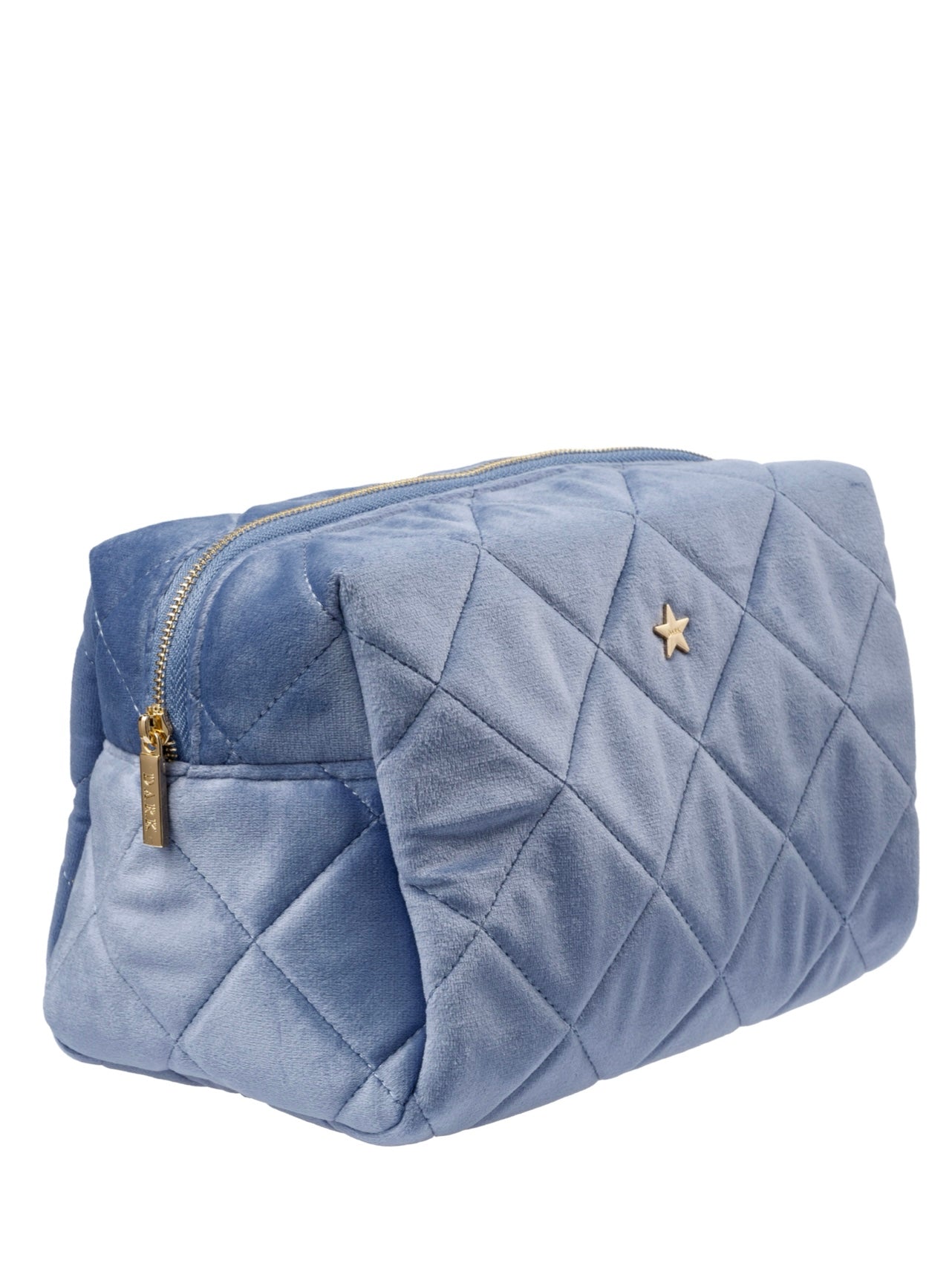 Velvet Square Quilted Make-Up Pouch Large, Blue