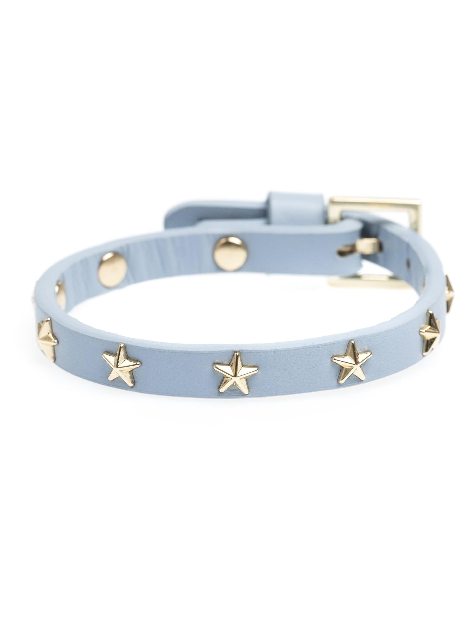 Leather Star Stud Bracelet Mini, Light Blue