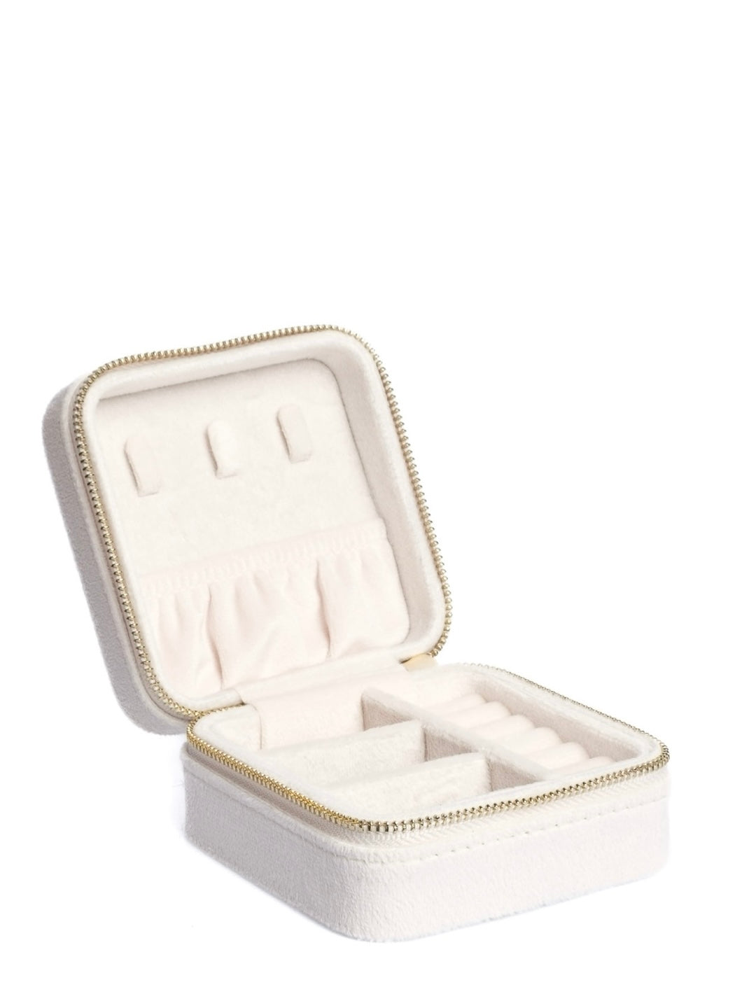 VELVET JEWELLERY BOX, MINI Off-White
