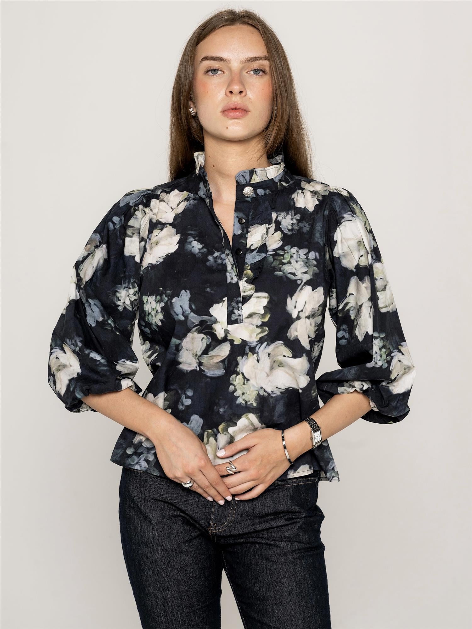 Ella Blouse, Blue Garden