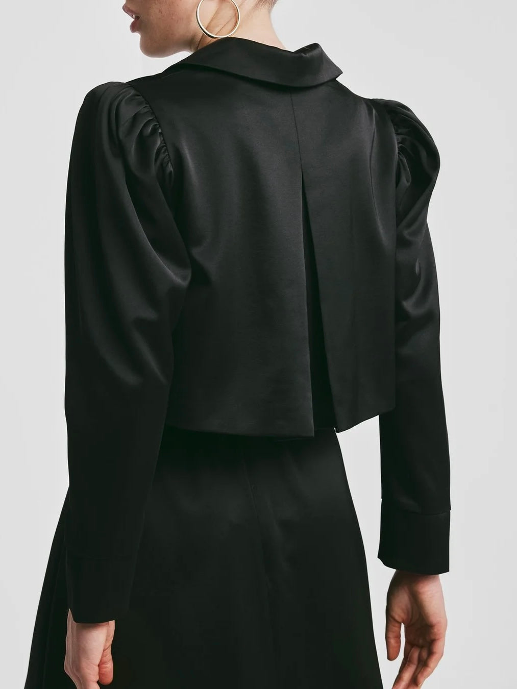 Tailored Satin Jacket, Black
