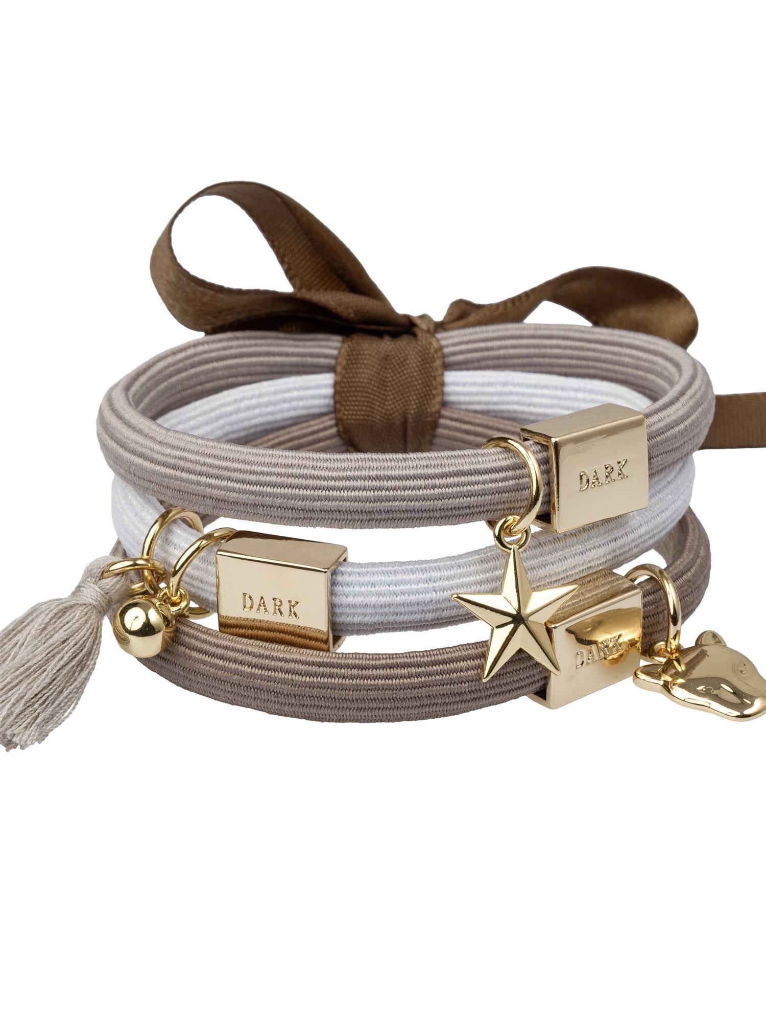 Hair Ties 3 pk Charm, Taupe