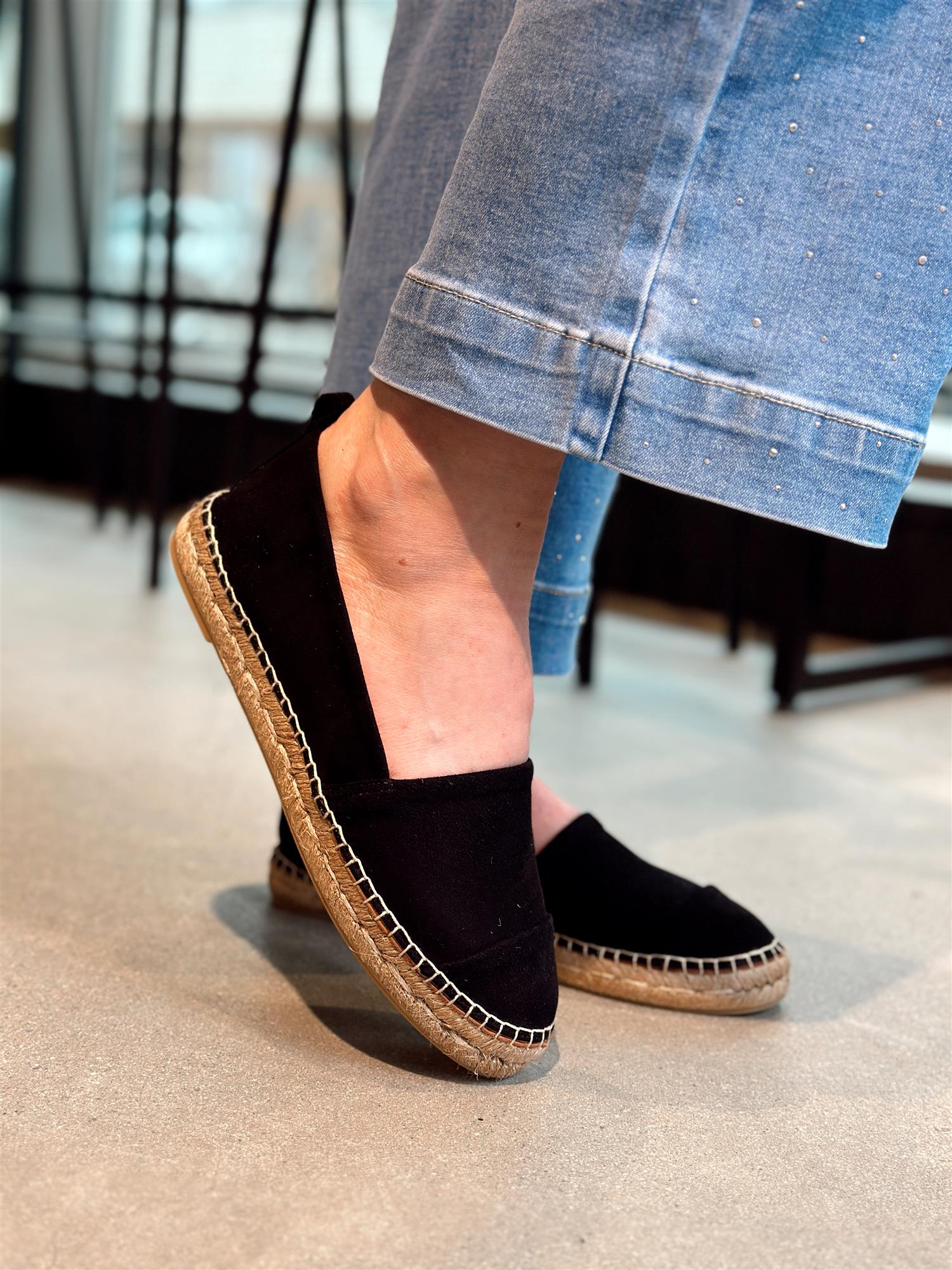 Black Suede Low Espadrilles
