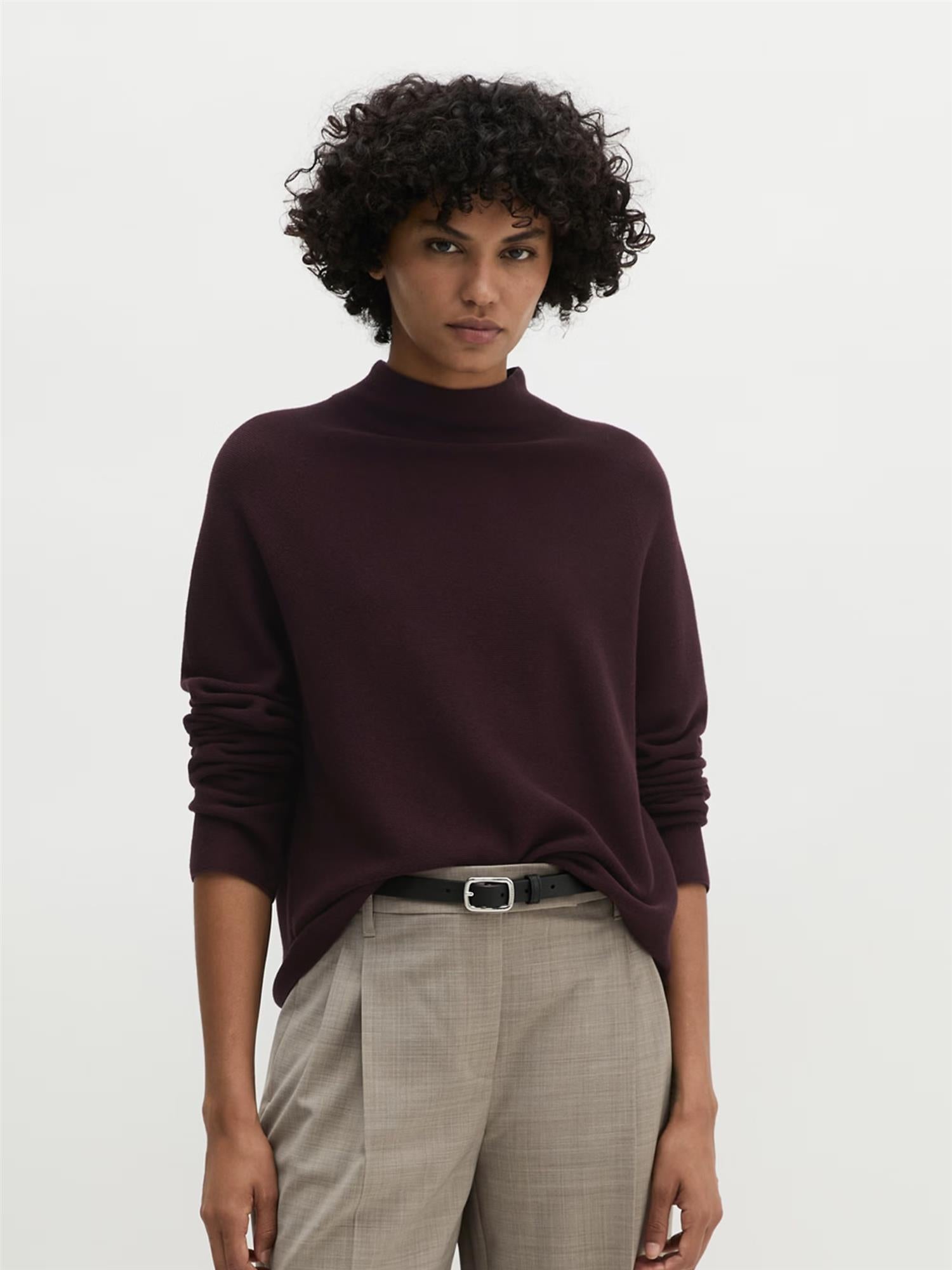 Pullover, Stand up collar, Burgunder