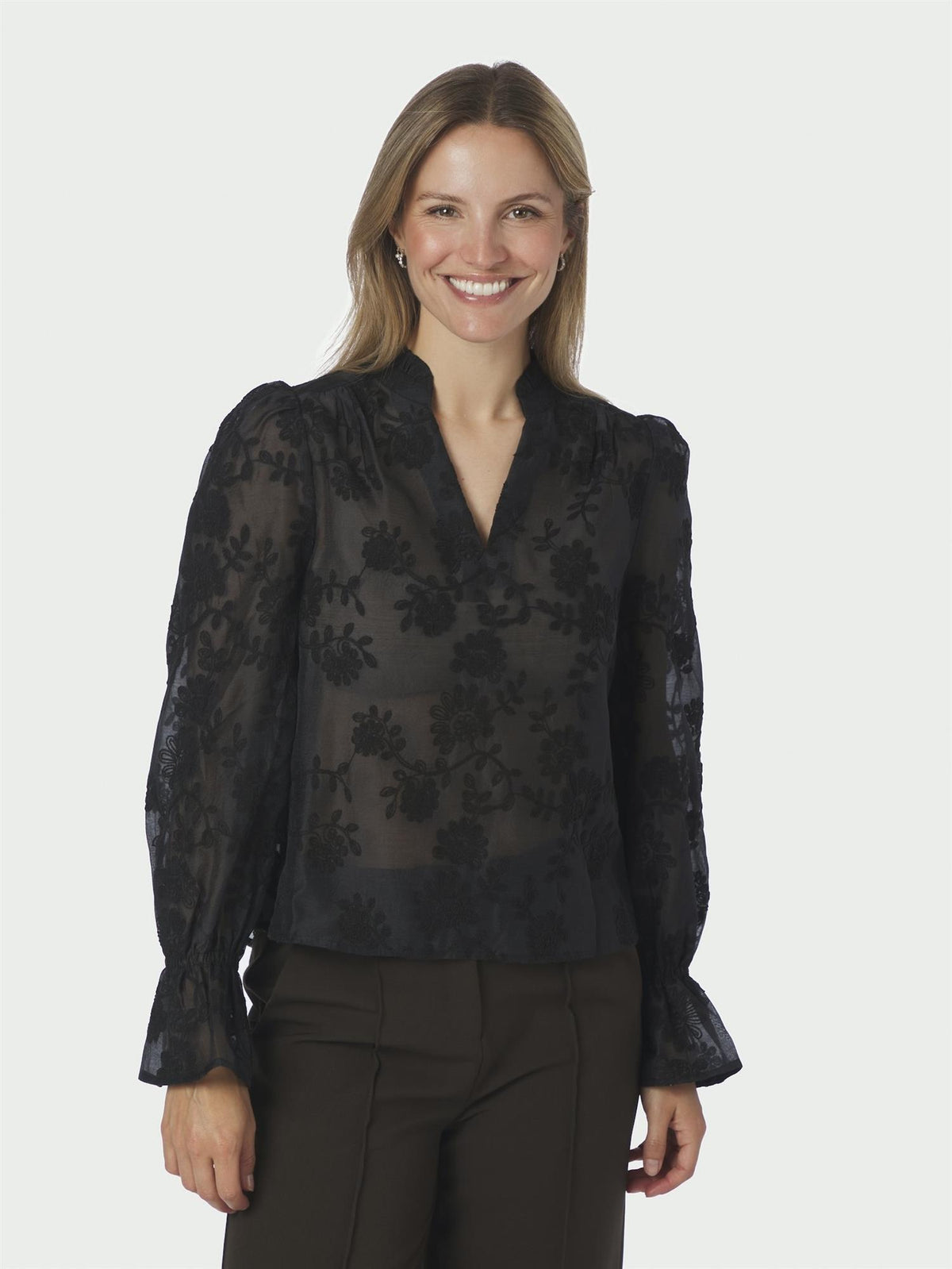 Amara Emb. Blouse, Black